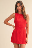 IR2451 LINEN SLEEVELESS MINI DRESS WITH BUILT IN SHORTS