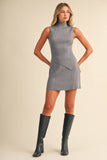 IST6664 HIGH NECKLINE ASYMMETRIC HEM SLEEVELESS SWEATERSET