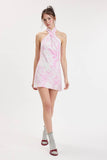 ZIZZY FOREST TWISTED HALTER BAND MINI DRESS