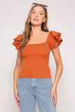 Spring Ruffle Tiered Sweater Top