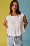 PT19606 Striped Tiered Seam Sleeveless Stripe Top