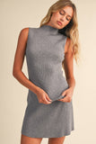 IST6664 HIGH NECKLINE ASYMMETRIC HEM SLEEVELESS SWEATERSET