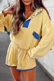 Colorblock Two-Tone Top & Shorts 2 Pcs Set
