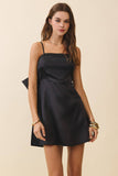 CD06457-Back Oversized Bow Detail Satin A Line Mini Dress