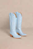 LUCIA LEAVES CUT OUT DESIGN TALL COWBOY BOOTS