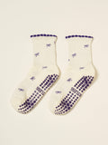 Mini Bow Petal Grip Sock [Indigo], Pilates Socks