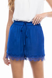 Lace Trim Tie Waist Shorts