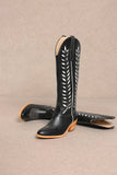 LUCIA LEAVES CUT OUT DESIGN TALL COWBOY BOOTS