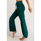 COTTON LYCRA BUBBLED FLARE PANTS