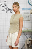 WASHED EXPOSED SEAM HENLEY RIBBED KNIT TOP
