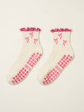 Bow Ruffle Grip Sock [Hot Pink], Pilates Socks