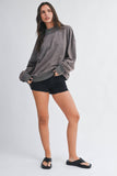 9164HK Oversized Mock Neck Washed Sweatshirt