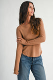 8414IN Thermal Knit Lettuce Edge Long Sleeve Top