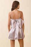CD06457-Back Oversized Bow Detail Satin A Line Mini Dress