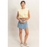 Bubble Hem Cotton Eyelet Sleeveless Top
