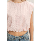Bubble Hem Cotton Eyelet Sleeveless Top