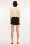 HIGH RISE BLACK DENIM SHORTS-KC7281BK