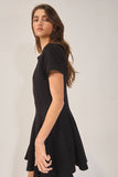 D4338 Seamed A-Line Flare Solid Mini Dress