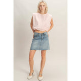 Bubble Hem Cotton Eyelet Sleeveless Top