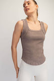 MINERAL WASHED COTTON RIB SLEEVELESS TANK