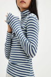 Stripe Turtleneck basic top fitted tee long sleeve top