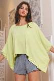 Solid Knit Semi-Crop Batwing Top