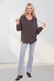 LONG PUFF SLEEVES HOODIE TUNIC TOP - RET3056PD