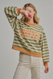 STRIPE TERRY CASUAL THANKSGIVING TOP WITH PUMPKIN LETTERING