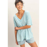 Washed V-Neck Oversized Tee