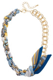 Desiree Scarf Necklace in Light Blue/White/Yellow