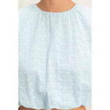 Bubble Hem Cotton Eyelet Sleeveless Top