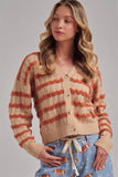 WAVY STRIPE POINTELLE FALL THANKSGIVING SWEATER CARDIGAN