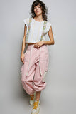 Round Neck Trim Point Floral Patch Sleeveless Top