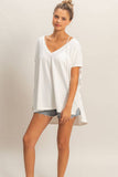 Oversized V-Neck Mineral Washed Top