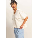 Oversized V-Neck Short Sleeve Top