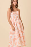 Bustier Corset Midi Floral Printed Dress