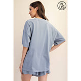 PLUS SIZE MINERAL WASHED COTTON OVERSIZED SLIT TEE
