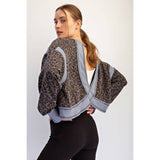 ANIMAL PRINT TERRY OPEN BACK LONG SLEEVE TOP