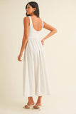 ID9030 BOATNECK SCOOP BACK CHEVRON WAIST FLARED MIDI
