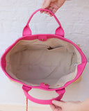 Missy Tote Natural Hot Pink