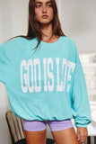 T1770-GOD | 'GOD IS LOVE' Print Oversized Graphic Top
