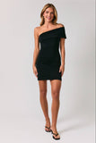 ONE SHOULDER DOUBLE LINED MINI DRESS