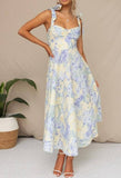 Pastel Floral Sweetheart Midi Dress