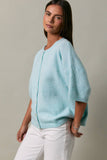 SHORT SLEEVE CREW NECK SWEATER LIGHTWEIGHT CARDIGAN
