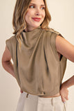 High Neck Back Zipper Top