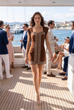 Cotton Cord Trim Corset Mini Dress