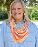 Diane Equestrian Print Scarf Orange