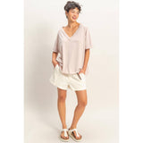 Washed V-Neck Oversized Tee
