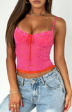 Halter One Shoulder Slimming Gauze Lace Tank Top