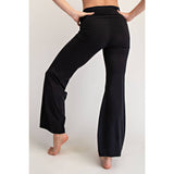 COTTON LYCRA BUBBLED FLARE PANTS